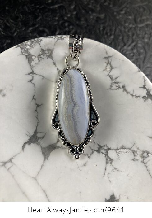 Blue Lace Agate Stone Crystal Jewelry Pendant - #c3nF4GLePTc-1