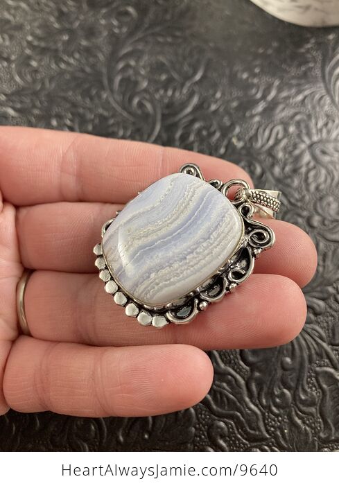 Blue Lace Agate Stone Crystal Jewelry Pendant - #d7rxoUt3Dsg-3