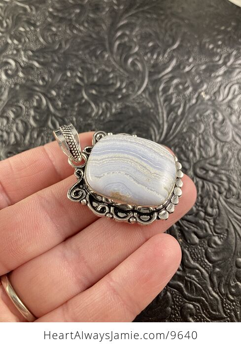 Blue Lace Agate Stone Crystal Jewelry Pendant - #d7rxoUt3Dsg-4