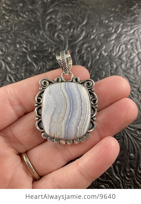 Blue Lace Agate Stone Crystal Jewelry Pendant - #d7rxoUt3Dsg-2