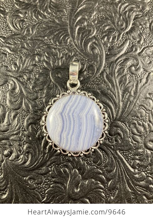 Blue Lace Agate Stone Crystal Jewelry Pendant - #m2UmlwW739g-6