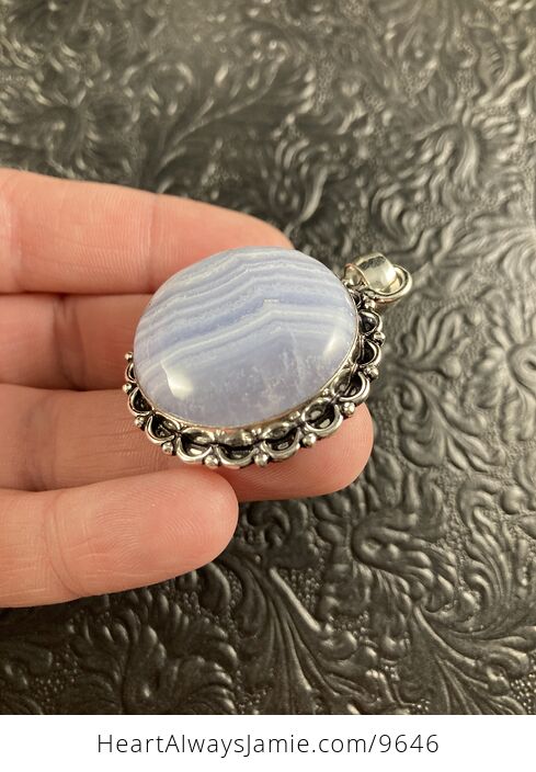 Blue Lace Agate Stone Crystal Jewelry Pendant - #m2UmlwW739g-4
