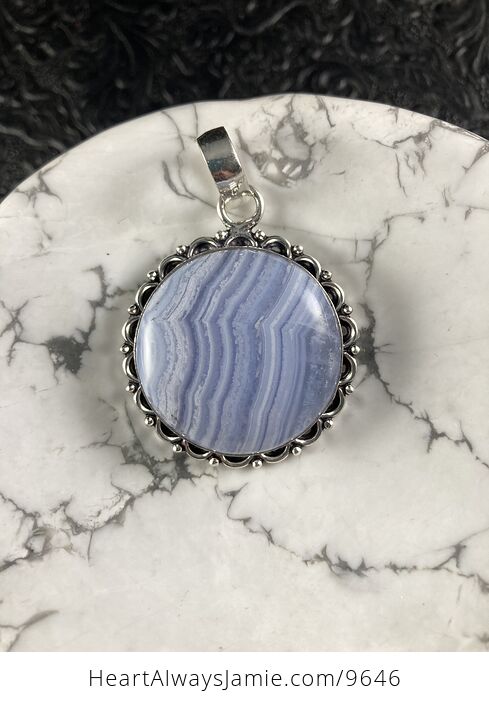 Blue Lace Agate Stone Crystal Jewelry Pendant - #m2UmlwW739g-1
