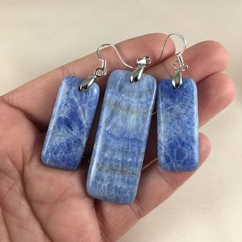 Blue Lace Agate Stone Earring and Pendant Jewelry Set #rprAHSPVXmI