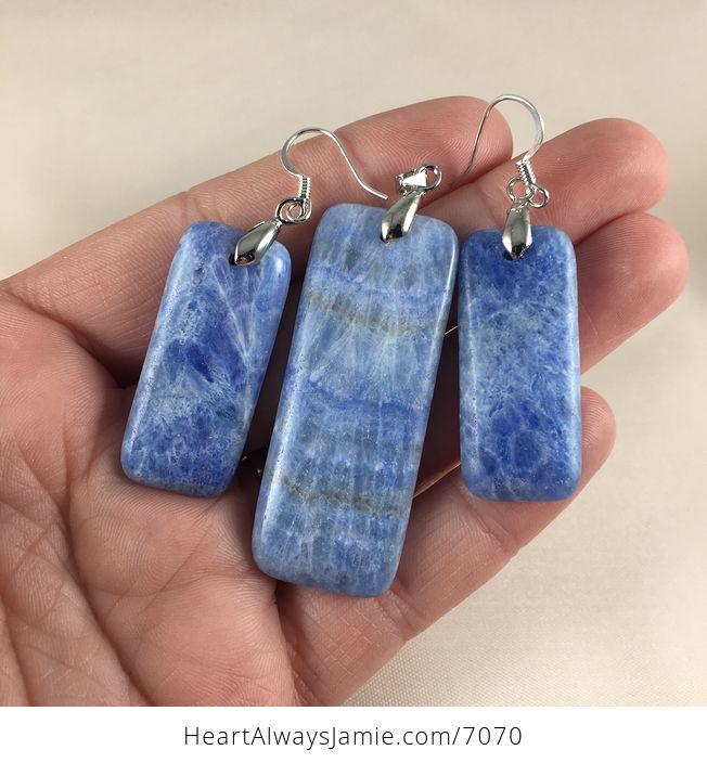 Blue Lace Agate Stone Earring and Pendant Jewelry Set - #rprAHSPVXmI-1