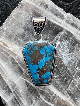 Blue Magnesite Turquoise Coffin Crystal Stone Jewelry Pendant #4kTW2kjrD8w