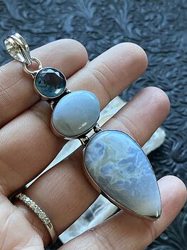 Blue Opal and Faceted Topaz Pendant Crystal Stone Jewelry #rJavLfcT6as