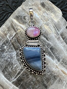 Blue Opal and Pink Rainbow Moonstone Crystal Stone Jewelry Pendant #2ryCBVVWsnQ