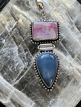 Blue Opal and Pink Rainbow Moonstone Crystal Stone Jewelry Pendant #qP7WeUJBtMw