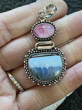 Blue Opal and Pink Rainbow Moonstone Crystal Stone Jewelry Pendant #tR6Pxjp59UY