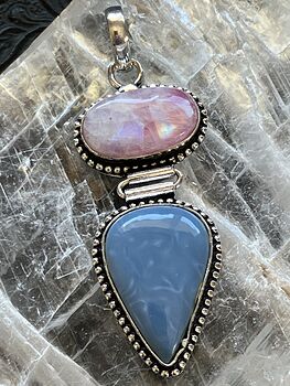 Blue Opal and Pink Rainbow Moonstone Crystal Stone Jewelry Pendant #w2vWAH41WgM