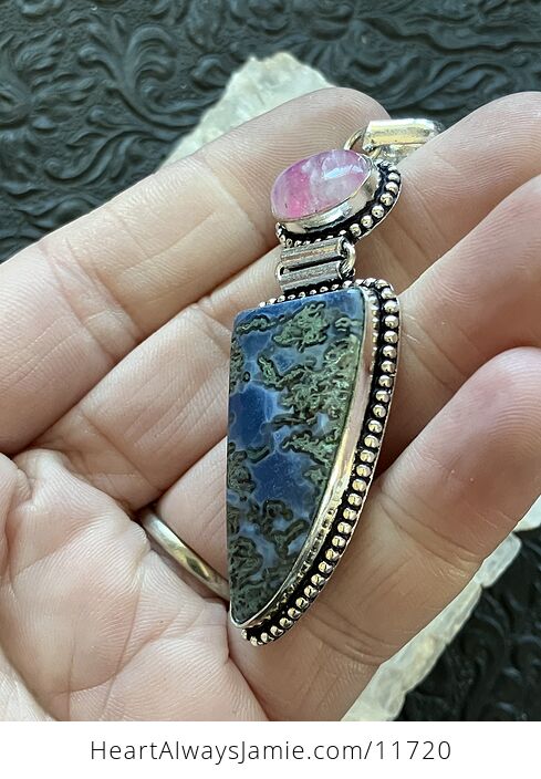 Blue Opal and Pink Rainbow Moonstone Crystal Stone Jewelry Pendant - #sn3rf0tYU8s-4