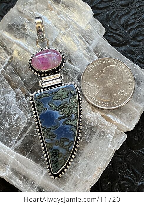 Blue Opal and Pink Rainbow Moonstone Crystal Stone Jewelry Pendant - #sn3rf0tYU8s-6