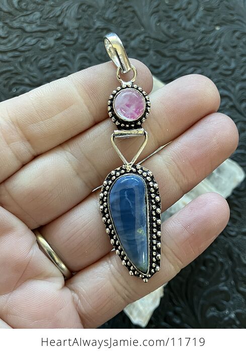 Blue Opal and Pink Rainbow Moonstone Crystal Stone Jewelry Pendant Chip Discount - #JzTATR2jjH4-2