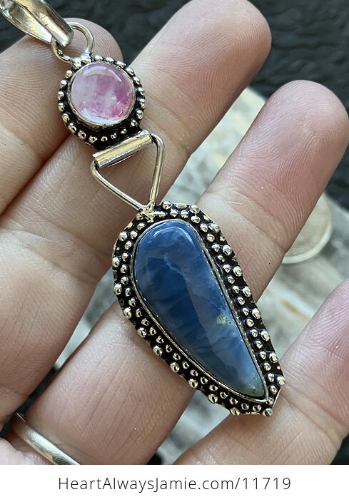 Blue Opal and Pink Rainbow Moonstone Crystal Stone Jewelry Pendant Chip Discount - #JzTATR2jjH4-3