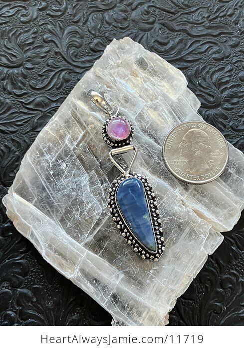 Blue Opal and Pink Rainbow Moonstone Crystal Stone Jewelry Pendant Chip Discount - #JzTATR2jjH4-4