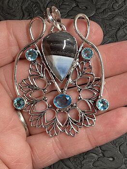 Blue Opal and Topaz Bohemian Styled Mandala Pendant Stone Crystal Jewelry #tSEsJhUzoMU