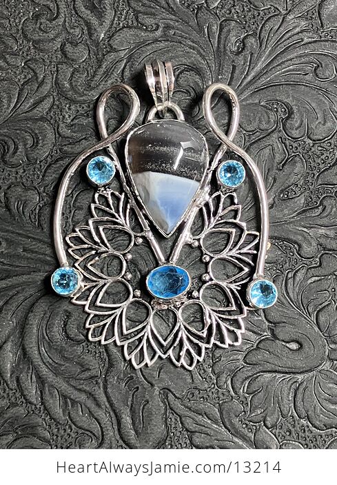 Blue Opal and Topaz Bohemian Styled Mandala Pendant Stone Crystal Jewelry - #tSEsJhUzoMU-5