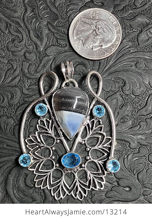 Blue Opal and Topaz Bohemian Styled Mandala Pendant Stone Crystal Jewelry - #tSEsJhUzoMU-6