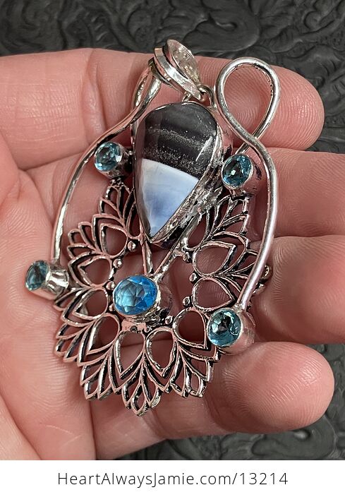 Blue Opal and Topaz Bohemian Styled Mandala Pendant Stone Crystal Jewelry - #tSEsJhUzoMU-3