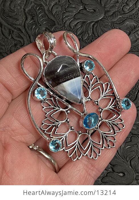 Blue Opal and Topaz Bohemian Styled Mandala Pendant Stone Crystal Jewelry - #tSEsJhUzoMU-2