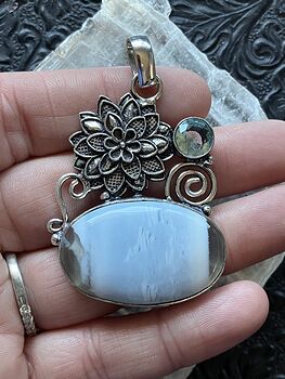 Blue Opal and Topaz Flower Pendant Stone Crystal Jewelry #ehSW6XalQqs