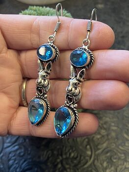 Blue Rabbit Stone Jewelry Crystal Earrings #1HNO18LVhCA