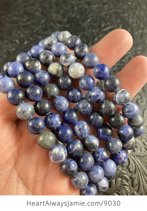 Blue Sodalite 8mm Natural Gemstone Beaded Crystal Jewelry Bracelet - #sfaSWqzLlM4-6