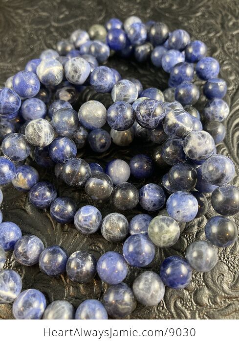 Blue Sodalite 8mm Natural Gemstone Beaded Crystal Jewelry Bracelet - #sfaSWqzLlM4-5