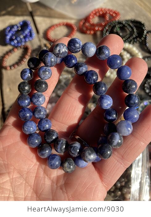 Blue Sodalite 8mm Natural Gemstone Beaded Crystal Jewelry Bracelet - #sfaSWqzLlM4-1