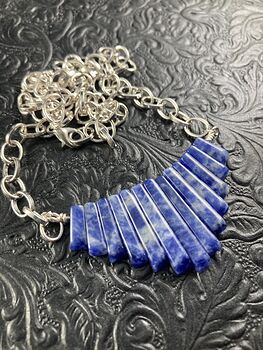 Blue Sodalite Crystal Stone Bar Collar Pendant Necklace #mlTHaLjwbUA