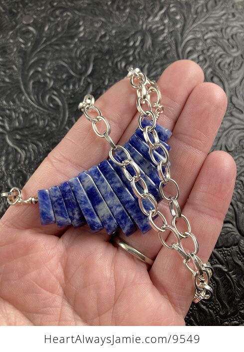 Blue Sodalite Crystal Stone Bar Collar Pendant Necklace - #mlTHaLjwbUA-4
