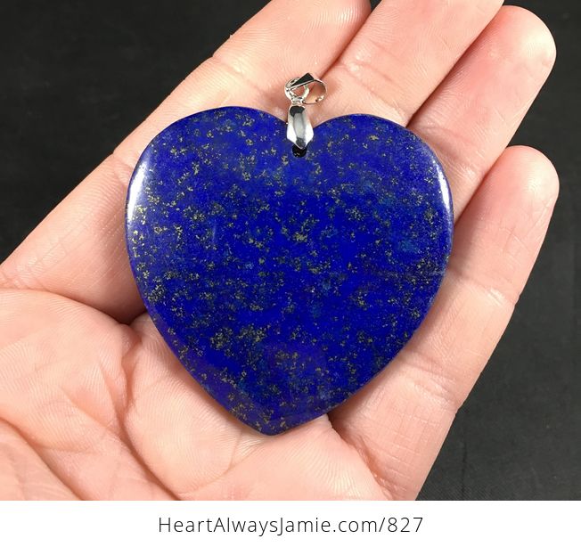 Blue Sparkly Lapis Lazuli Heart Shaped Stone Pendant - #PJyy17FzEc0-1