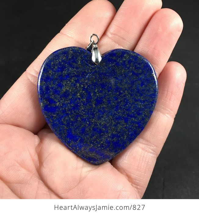 Blue Sparkly Lapis Lazuli Heart Shaped Stone Pendant Necklace - #PJyy17FzEc0-2