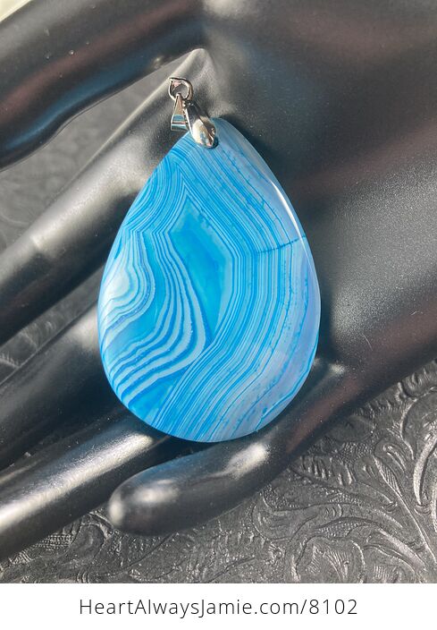 Blue Striped Agate Stone Jewelry Pendant - #lvYLC0Ejlfw-3