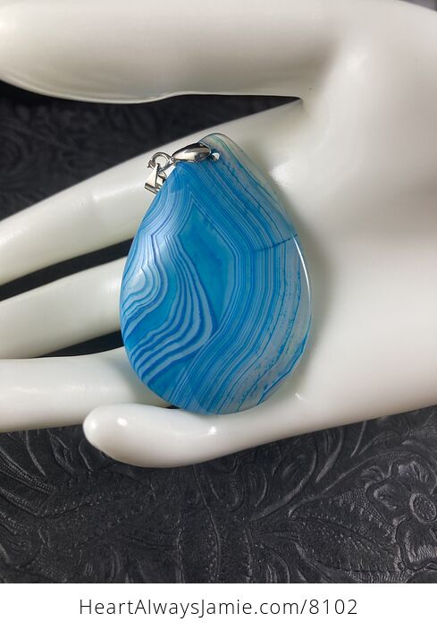 Blue Striped Agate Stone Jewelry Pendant - #lvYLC0Ejlfw-2