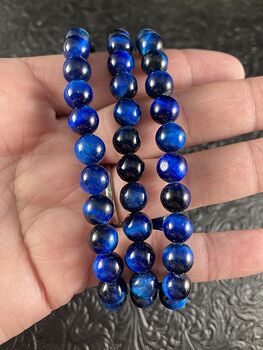 Blue Tigers Eye Beaded 8mm Crystal Bracelet #kxUwTtOQsDg
