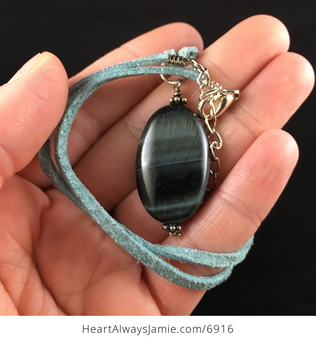 Blue Tigers Eye Stone Jewelry Pendant Necklace - #uAzK9J4oI0Q-5