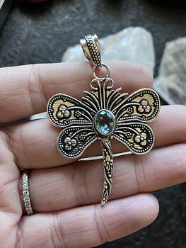 Blue Topaz Dragonfly Stone Jewelry Crystal Pendant #Yv2rozK8PxM