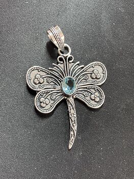 Blue Topaz Dragonfly Stone Jewelry Crystal Pendant #fBxwgycuqM0