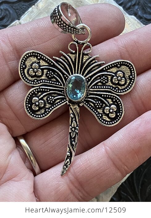 Blue Topaz Dragonfly Stone Jewelry Crystal Pendant - #7aQ9yWsHxIQ-3