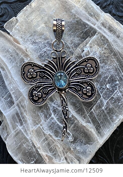 Blue Topaz Dragonfly Stone Jewelry Crystal Pendant - #7aQ9yWsHxIQ-1