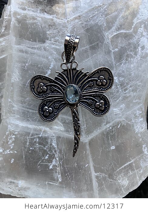 Blue Topaz Dragonfly Stone Jewelry Crystal Pendant - #Yv2rozK8PxM-4