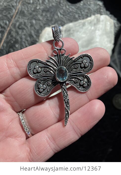 Blue Topaz Dragonfly Stone Jewelry Crystal Pendant - #dzErCfTxJR4-2