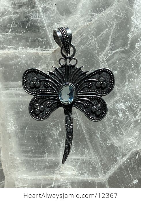 Blue Topaz Dragonfly Stone Jewelry Crystal Pendant - #dzErCfTxJR4-1