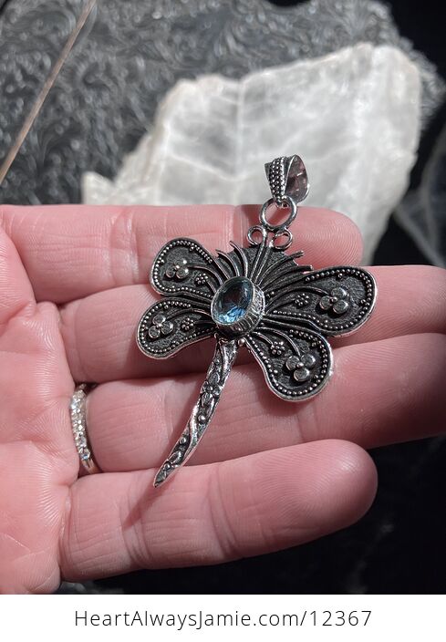 Blue Topaz Dragonfly Stone Jewelry Crystal Pendant - #dzErCfTxJR4-5