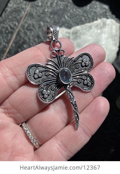 Blue Topaz Dragonfly Stone Jewelry Crystal Pendant - #dzErCfTxJR4-3