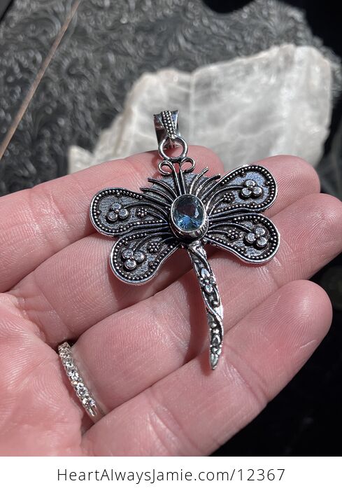 Blue Topaz Dragonfly Stone Jewelry Crystal Pendant - #dzErCfTxJR4-4