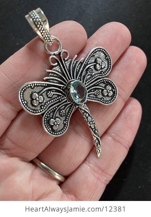 Blue Topaz Dragonfly Stone Jewelry Crystal Pendant - #fBxwgycuqM0-3