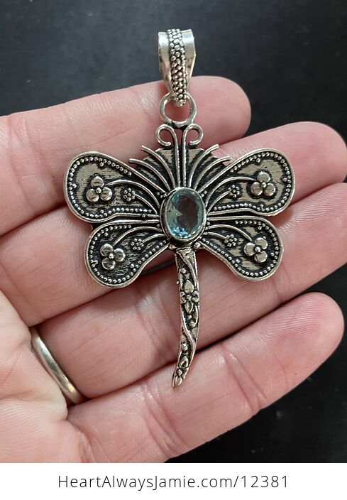 Blue Topaz Dragonfly Stone Jewelry Crystal Pendant - #fBxwgycuqM0-2